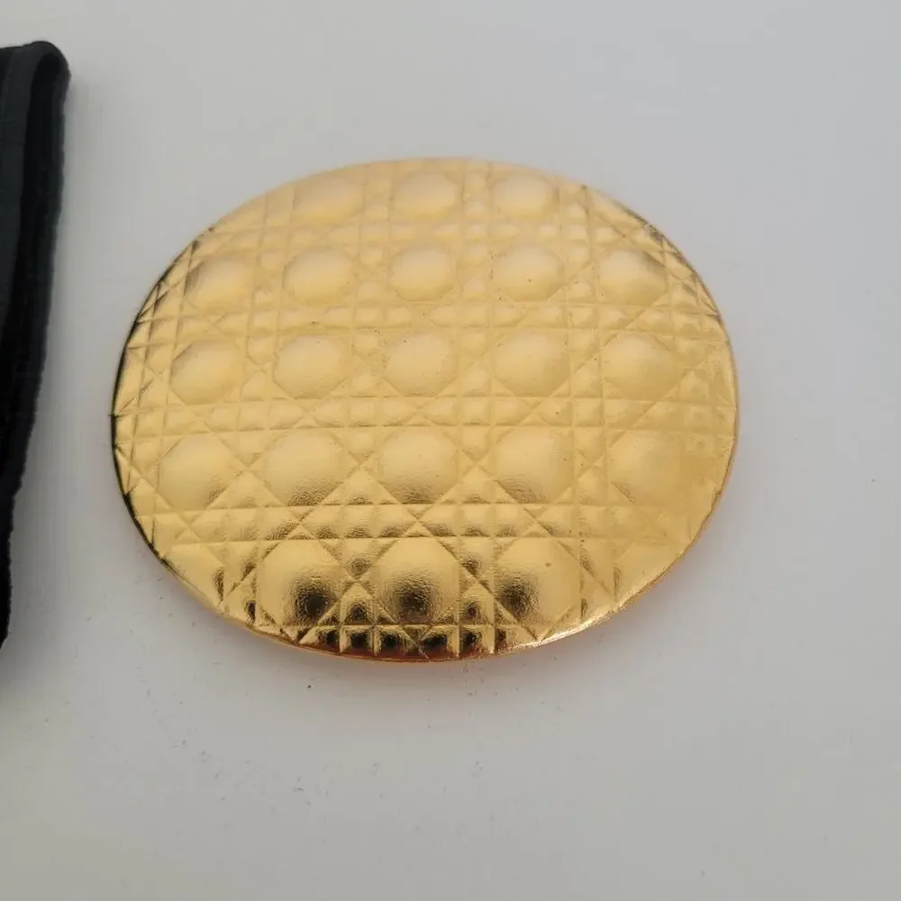 Christian Dior‎ Parfums Compact Mirror With Case Gold Portable Oval Designer